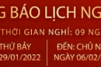 Thông báo lịch nghỉ Tết 2022